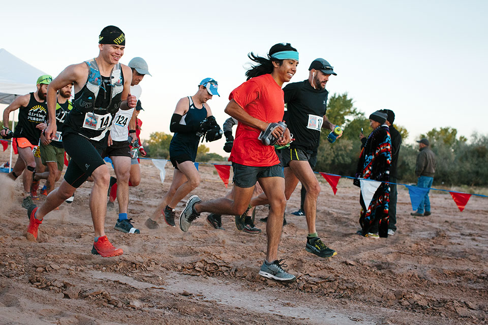 Canyon de Chelly Ultra competitors navigate the canyon’s deep sand. The race is one of the only times non-Navajos can explore the canyon without a Navajo guide or park ranger. | Caitlin O’Hara