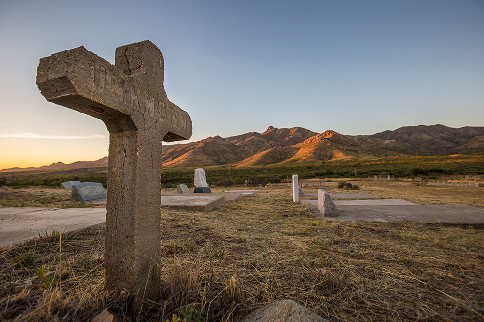 Dos Cabezas residents maintain the town’s hillside cemetery. By Eirini Pajak