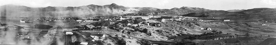 Many of Humboldt’s buildings are  visible in this panoramic photo from the mid-1910s. By Sharlot Hall Museum