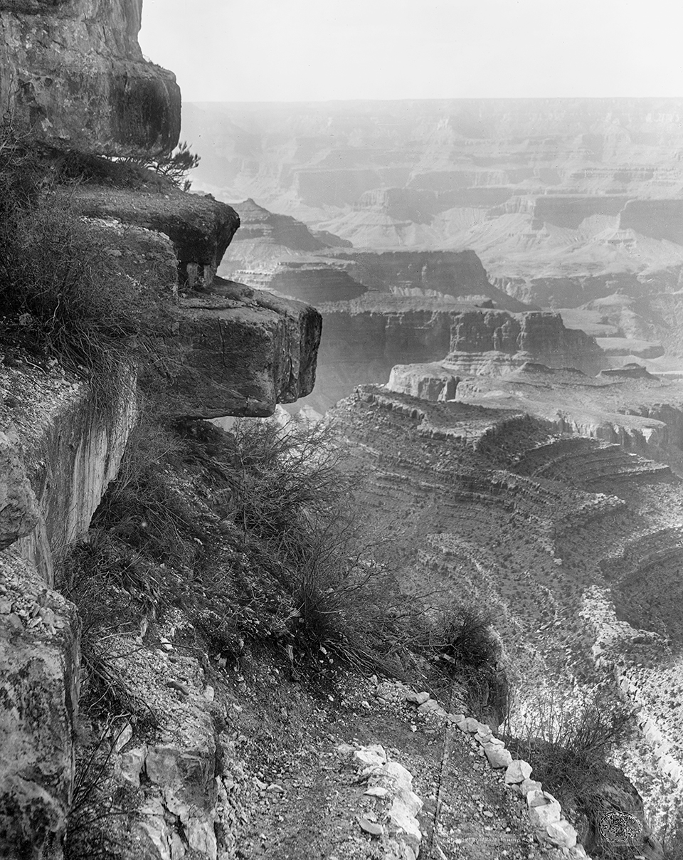 A rock overhang above the Grandview Trail, which leads from the overlook to Berry’s Last Chance Mine, is shown in the early 1900s. | Library of Congress