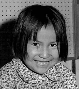 he author’s mother, Violet J. Hunt, was among many tribal members in Arizona who were forced to attend boarding schools. She’s shown here in 1966, at age 7. | Courtesy of Shondiin Mayo