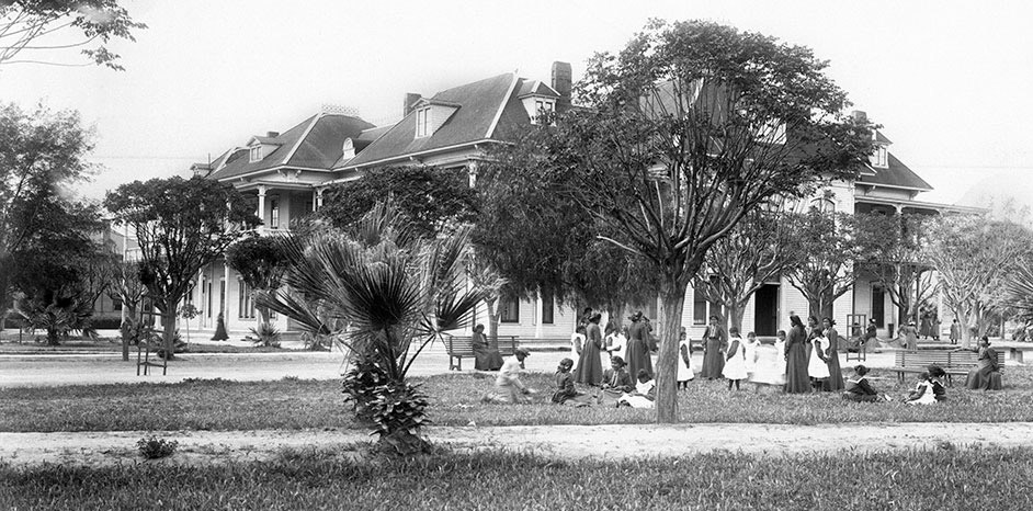 Among the best-known boarding schools in Arizona was the Phoenix Indian School, which operated from 1891 to 1990. Several of the school’s buildings are still standing today at what now is Phoenix Indian School Park. | University of Southern California Digital Library, California Historical Society Collection