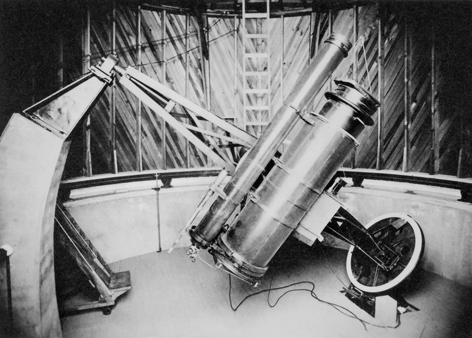 The instrument now known as the  Pluto Discovery Telescope is shown inside the dome. Visitors to the observatory can still see the telescope today. | New Mexico State University