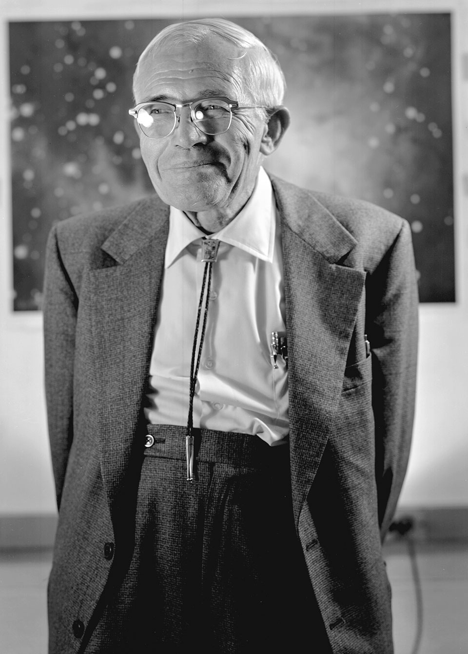 Tombaugh remained active in astronomy long after his retirement from New Mexico State University in 1973. This portrait of him is dated July 1975. | New Mexico State University