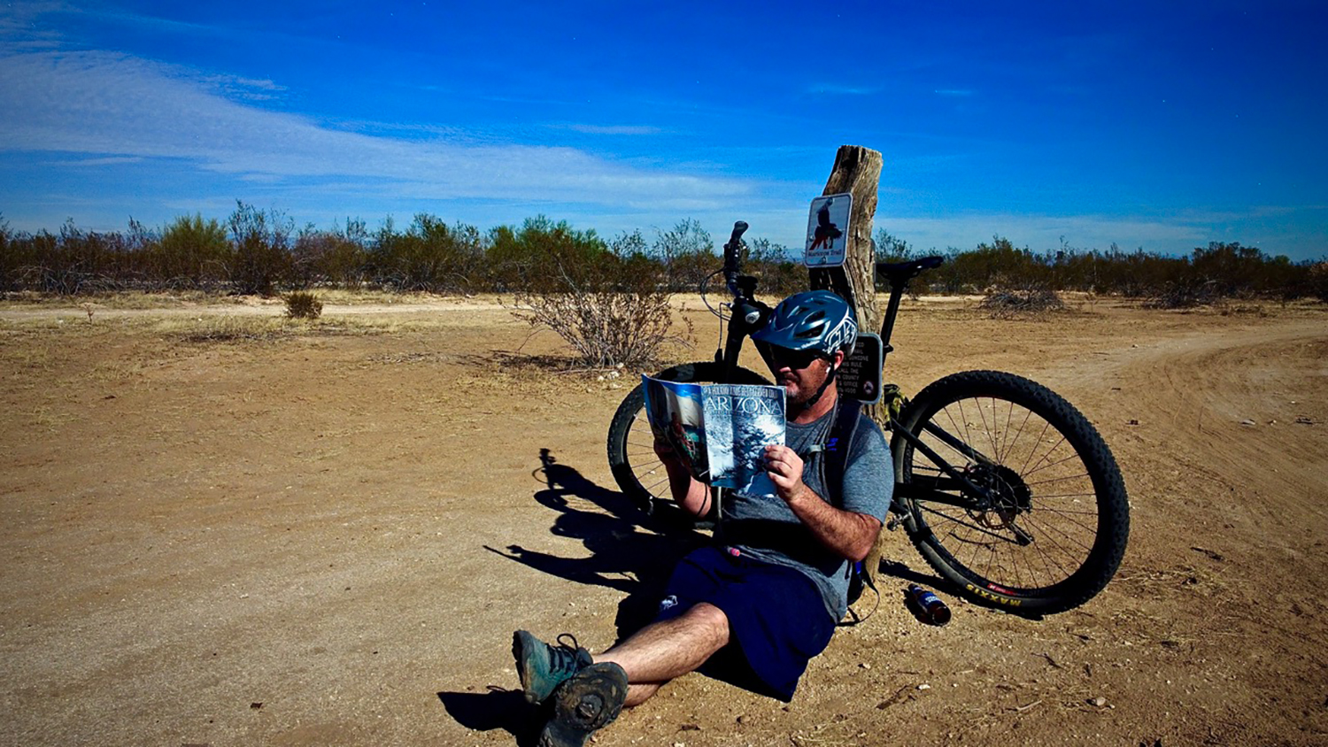 Global Snapshot of Jim Helms on the MaricopaTrail, nar Surprise, AZ.