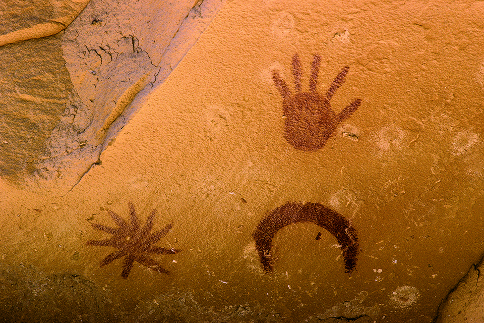 These pictographs, found on a cliff overhang at Penasco Blanco, Chaco Culture National Historical Park in New Mexico, are thought to record the supernova of July 5, 1054.