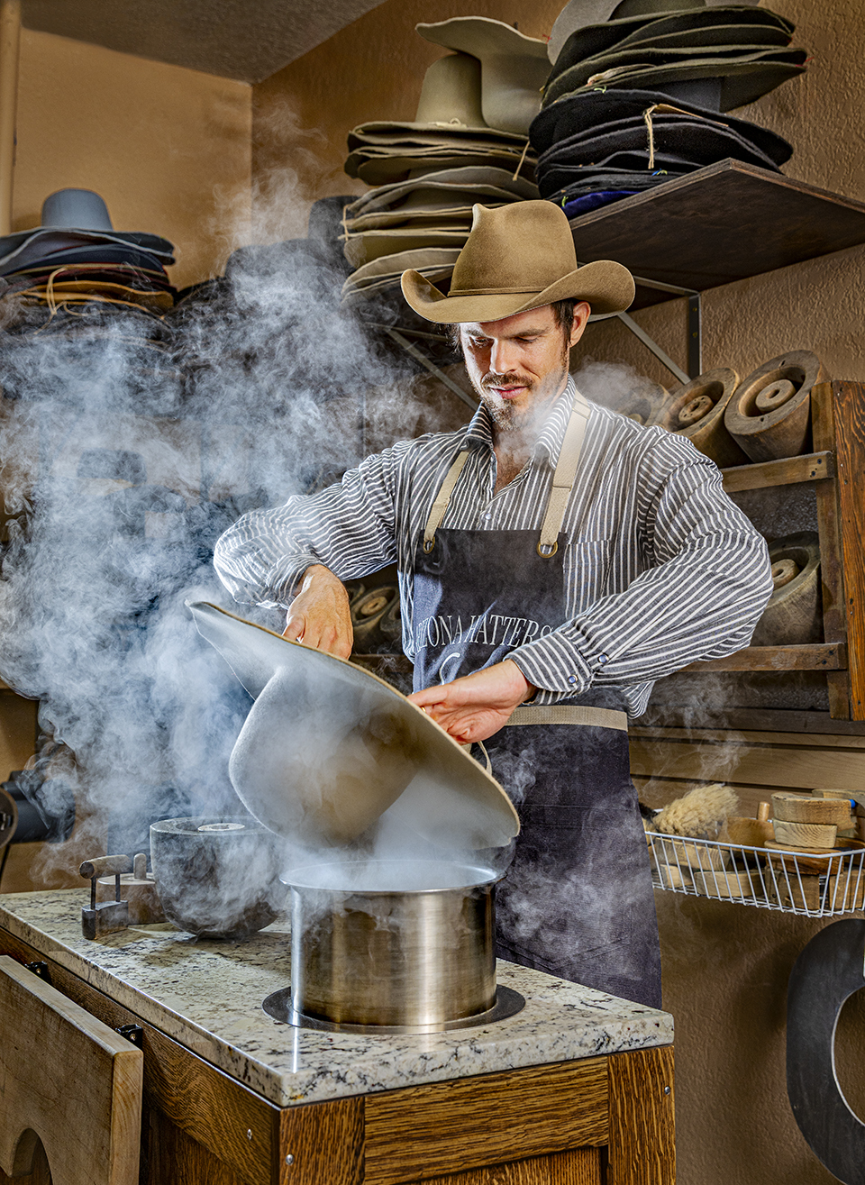 “I can’t say there is one particular step that is most gratifying, as each hat has unique elements that bring quite a bit of joy,” says hatmaker Max Larkin (pictured). By Steven Meckler