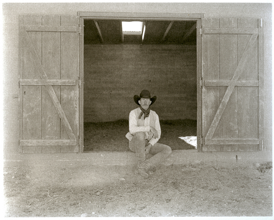 “I had to shoot Duke in this doorway at the CO Bar Ranch because this area, about 35 miles north of Flagstaff, is very open and windy. There was a steady wind of about 30 mph during the shoot.”
