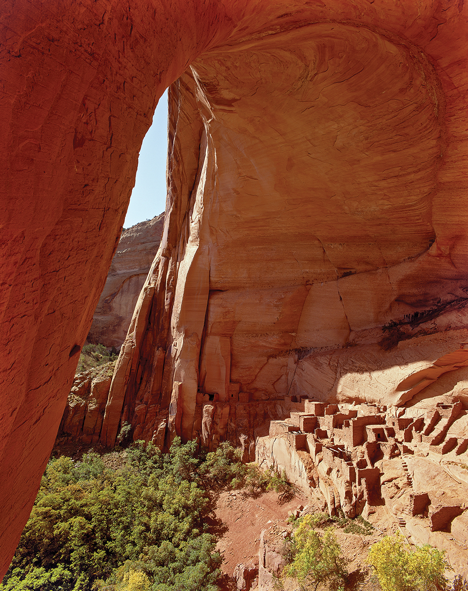 A cliff dwelling formed of sandstone bricks clings to rocky Tsegi Canyon in Navajo National Monument. The Puebloans who lived here farmed and hunted game in the steep canyons at an elevation of 7,000 feet. | George H.H. Huey