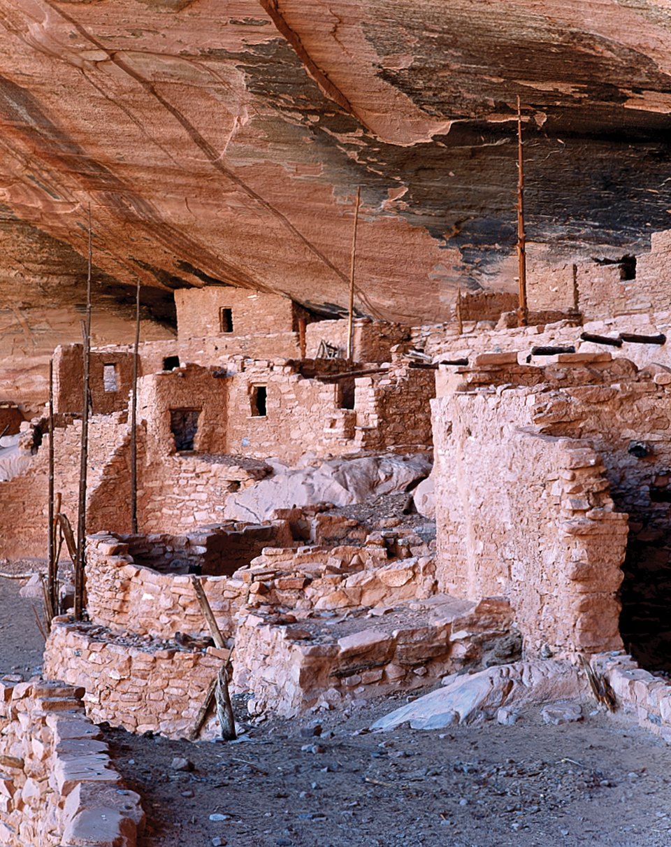 Keet Seel To reach the jagged ruins in Navajo National Monument (far left), visitors must navigate a strenuous 17-mile round-trip trail. Early inhabitants hauled building materials up the steep cliffs using hand- and toe-holes carved in the stone. | George H.H. Huey