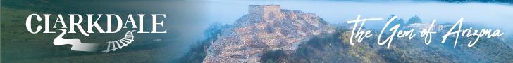 Tuzigoot ruins pictured with slogan, Clarkdale: The Gem of Arizona