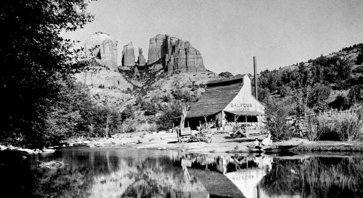Sedona’s iconic Cathedral Rock formed the backdrop for a set used in Copper Canyon, a 1950 film that starred Ray Milland and Hedy Lamarr. By Bob Bradshaw